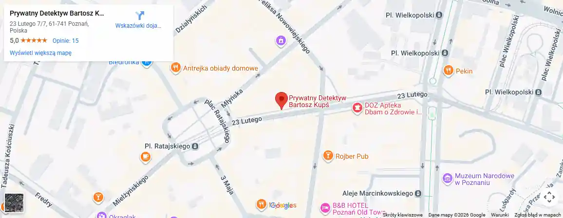 Mapa dojazdu Biuro Detektywistyczne Kupś